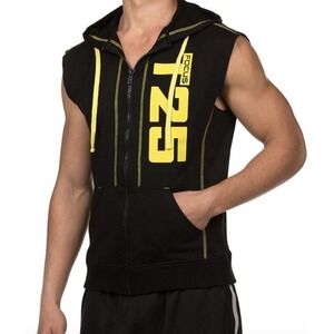 Beach Body Focus T25 Instructor Sleeveless Workout Hoodie Men's Medium Black